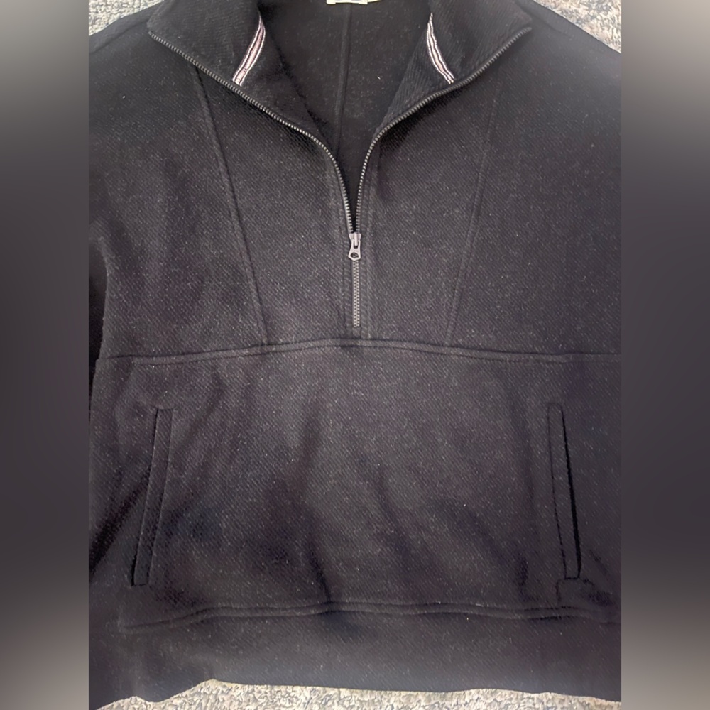 Faherty Legend Lounge Quarter Zip- Black Heathered Twill- Large